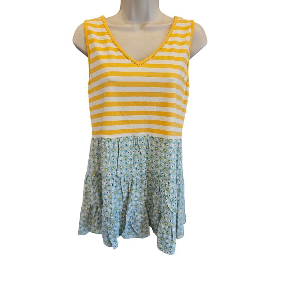 Matilda jane size M Floral mixed media boho sleevless summer career teacher EUC